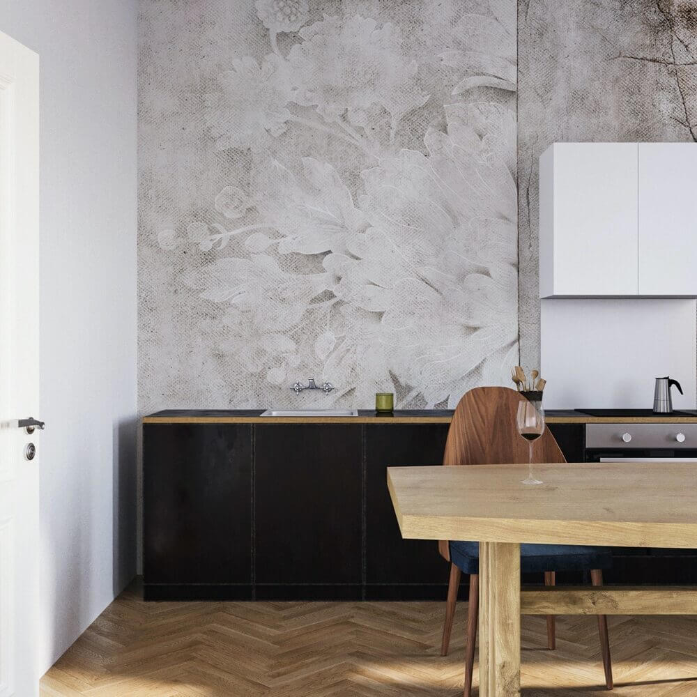 posa carta da parati su parete cucina