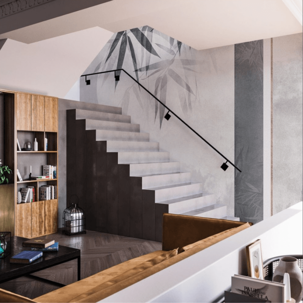Carta da parati su scala